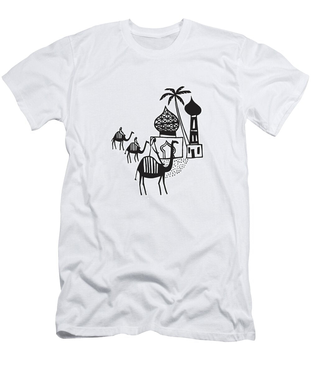 1 Arabic Style Illustration with Camels and Buildings Csa Images T-Shirt