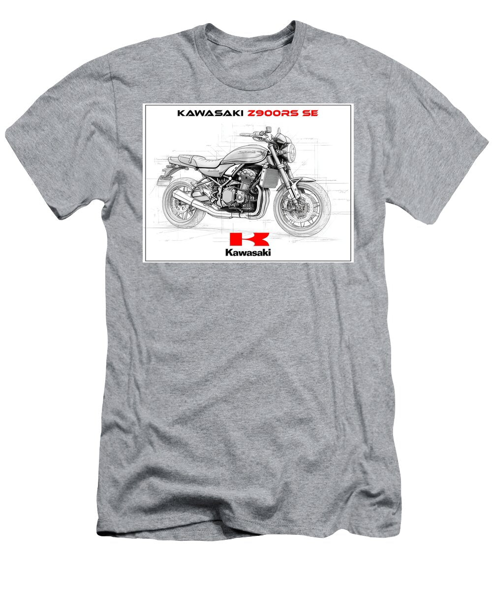 1 Kawasaki Z900rs Se Motorcycle Sketch Kevin Walker and Pixel Reverie T-Shirt