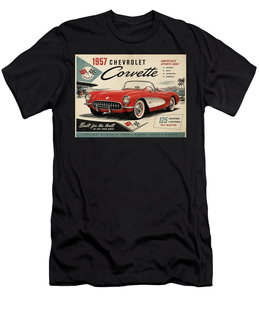 1957 Chevrolet Corvette Ad Car Poster Treasure Auto Wall Artvertisement Sampadart Gallery T-Shirt