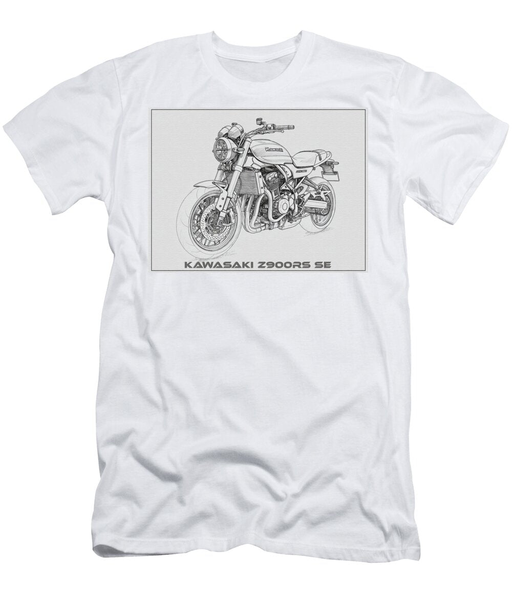 Kawasaki Z900rs Se Motorcycle Sketch Kevin Walker and Pixel Reverie T-Shirt