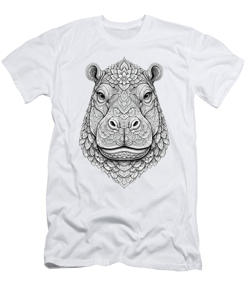 Ornate Hippopotamus Head Svetozar Sekulic T-Shirt