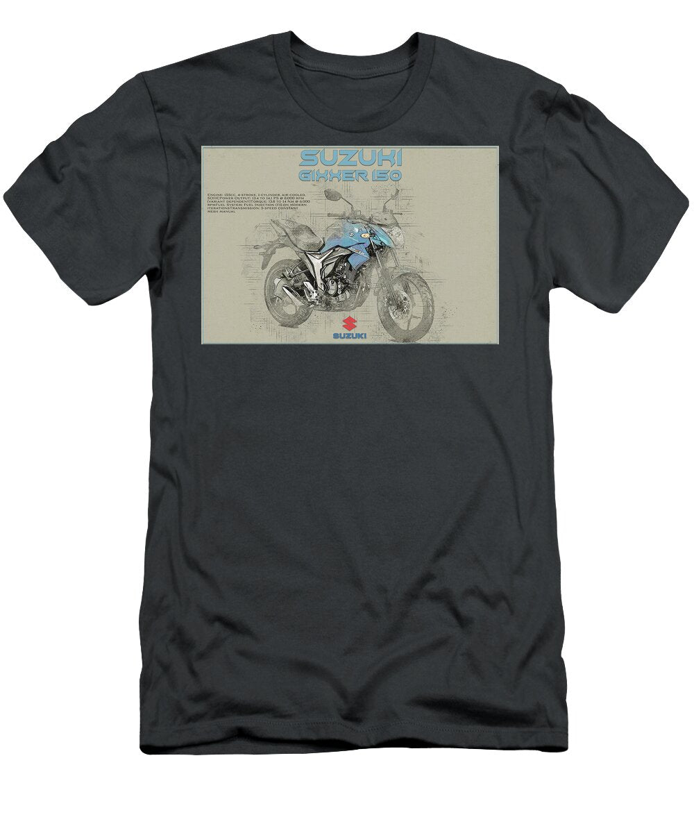Suzuki Gixxer 150 Motorcycle Kevin Walker and Pixel Reverie T-Shirt