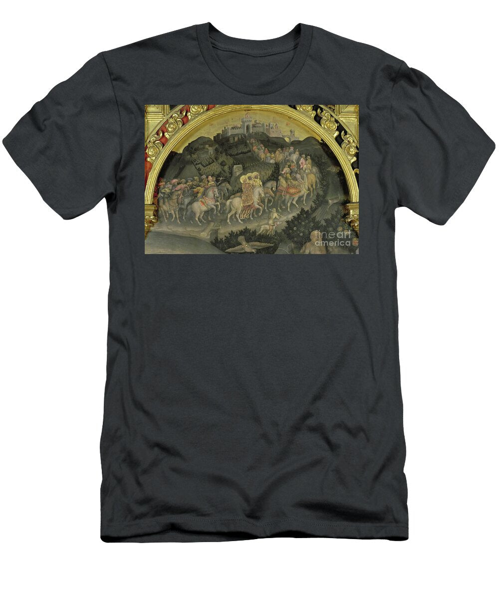 The Adoration of the Magi Detail of Journey to Jerusalem 1423 Gentile Da Fabriano T-Shirt